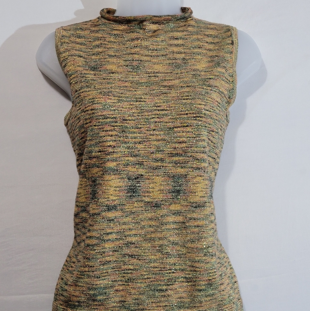 bice' Vintage sleeveless multicolor top with metallic flakes  Sz Med. 232